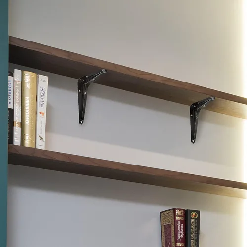 Vista 5 de Uenhoy Paquete de 10 soportes de estante negros de 4 x 3 pulgadas, soportes flotantes de metal resistentes para montaje en pared, soportes