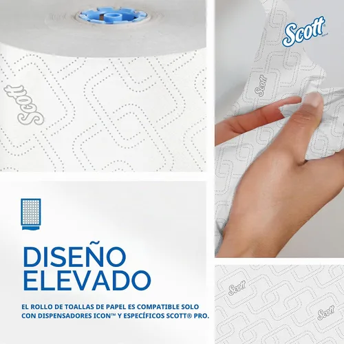 Vista 3 de Scott Professional toallas de papel en rollo de alta capacidad, a granel (25702), de fibra dura, diseño elevado, bolsillos de absorción