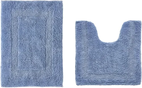 Vista 563 de Better Trends - Juego de 2 alfombras de baño 100% algodón, extra suaves, con borlas, de 17" x 24", alfombra de baño superabsorbente y reversible