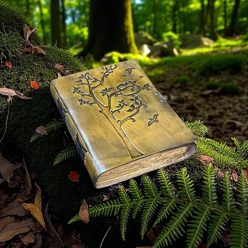 Vista 7 de Leather Journal Tree of Life Embossed – Vintage Leather Diary with Deckle Edge Paper, Rustic Writing Notebook, Grimoire, Sketchbook, Book of
