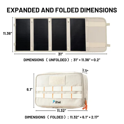 Vista 2 de Litheli Cargador de panel solar portátil de 24 W, mini panel solar plegable para camping, senderismo y uso en ventanas, IP54 impermeable, USB