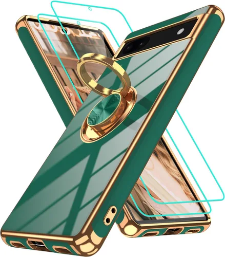 Vista 136 de Funda para Motorola Moto G 5G 2024: Funda Moto G Play 5G 2024 con 2 piezas de protectores de pantalla, soporte de anillo de rotación de 360°