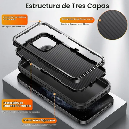 Vista 6 de Funda para iPhone 11 Pro Max para hombre, híbrida a prueba de caídas resistente, resistente, a prueba de golpes, ajuste delgado, funda protectora
