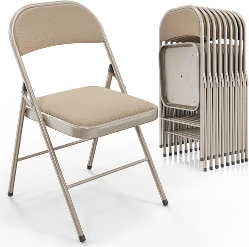 Vista 11 de VINGLI Paquete de 4 sillas plegables con asientos acolchados, marco de metal con asiento y respaldo de tela, capacidad de 350 libras, color negro