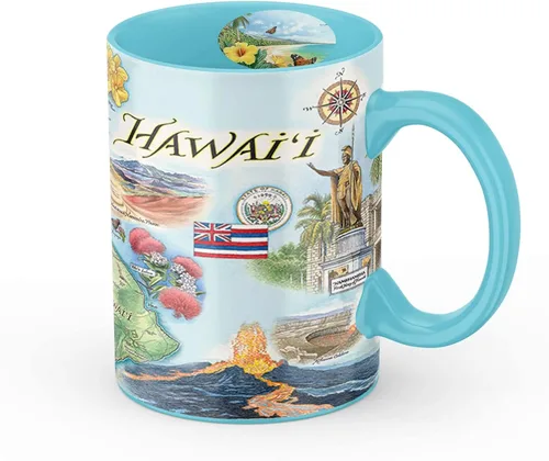 Vista 6 de Taza de cerámica con mapa de 1000 islas de Xplorer Maps (16oz) – Taza de café libre de BPA para bebidas frías y calientes – Perfecta para oficina