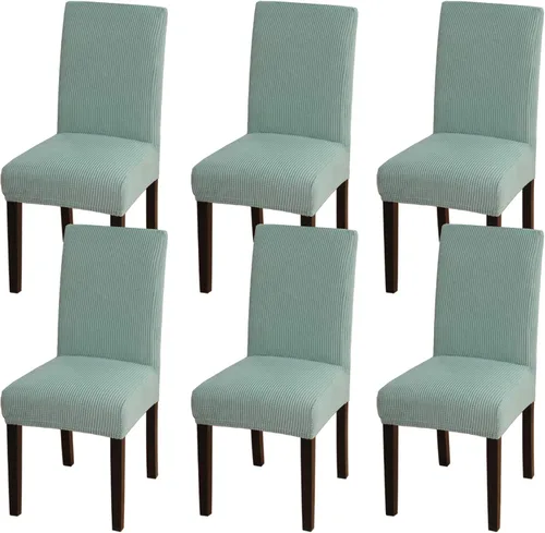 Vista 45 de Turquoize - Juego de 2 fundas elásticas para sillas de comedor, fundas lavables removibles para sillas de comedor, fundas de asiento para sillas