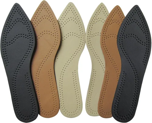 Vista 10 de Bellcon 3 pares de plantillas de cuero para mujer, tacones altos, plantillas de cuero negro, marrón y beige, plantillas de cuero para zapatos
