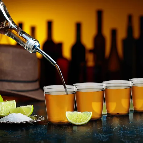Vista 6 de Tioncy 300 vasos de chupito de plástico de 1 onza, reutilizables para bodas, fiestas, muestras y degustaciones, color negro