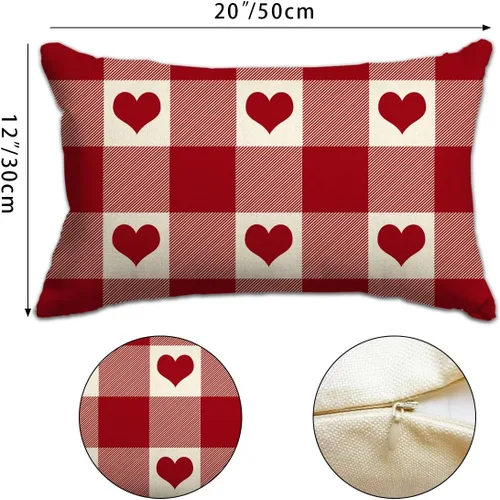 Vista 3 de Fundas de almohada para el día de San Valentín de 12 x 20 pulgadas, regalos de cumpleaños, patrón de corazón, decoración para sofá, decoración