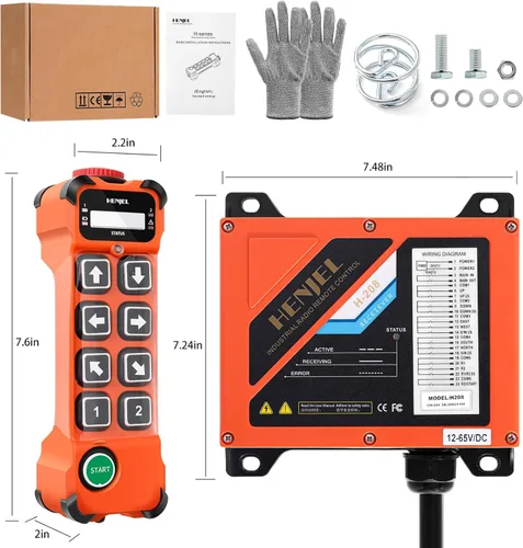 Vista 6 de Grúa inalámbrica Control remoto 2 de doble velocidad industrial para puente aéreo grúa pórtico Transmisor de radio de 8 canales y receptor de 12 V