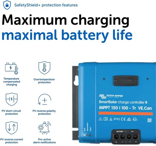 Vista 7 de Victron Energy SmartSolar MPPT Tr VE. Can Controlador de carga solar (Bluetooth) - Controladores de carga para paneles solares - 150V, 100 amperios