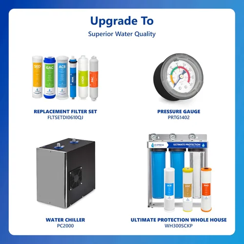 Vista 9 de Express Water ROD 10D Sistema de filtrado de agua potable por ósmosis inversa y deionización de 6 etapas - Membrana 100 GPD RO - Filtro de uso