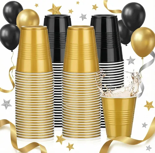 Vista 12 de Pickmesh Paquete de 50 Vasos de Plástico de 12 oz Vasos Desechables de Navidad a Granel para el Día de Año Nuevo, Bodas, Cumpleaños, Baby Shower