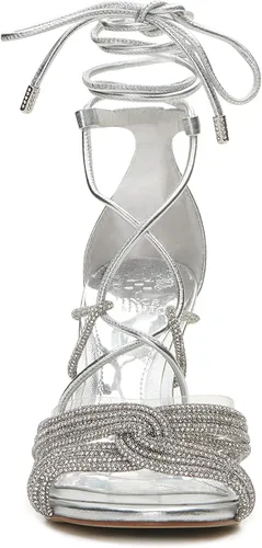 Vista 2 de Vince Camuto Aimery - Sandalias de vestir con tacón envolvente para mujer, Transparente plateado