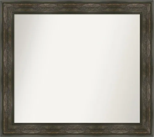 Vista 51 de Amanti Art Espejo de baño marrón para sobre fregadero, 26 x 26 pulgadas, espejo de tocador cuadrado marrón rústico Alexandria, marco de madera