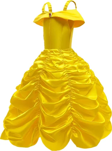 Vista 3 de Vestidos de princesa para niñas, disfraces de Halloween, disfraz de princesa para niñas, amarillo, 3-10 años
