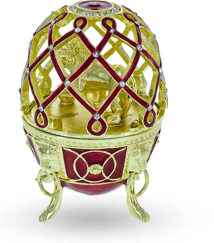 Vista 9 de BestPysanky Figura de huevo de león dorado en la jaula de joyas
