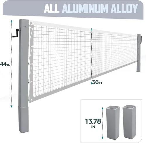 Vista 2 de Katop In Ground Tennis Net Set, 4” Square Aluminum Posts & Heavy Duty Double-Layer Tennis Net, Unique Built-in Winder Design, Sturdy and Durable