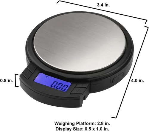 Vista 5 de American Weigh Scales AXIS-100 Báscula digital de bolsillo, acero inoxidable, pantalla LCD retroiluminada, luz USB, 3.53 oz x 0.00 oz