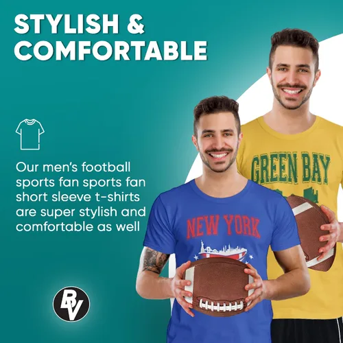 Vista 2 de BROOKLYN VERTICAL Camiseta de manga corta para fanáticos de los deportes de fútbol Dallas, Green Bay, Nueva Inglaterra