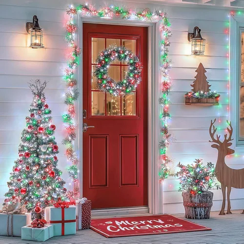 Vista 7 de JMEXSUSS Paquete de 2 luces de hadas de Navidad que funcionan con pilas con control remoto, total 200 LED 66 pies luces de cadena parpadeantes