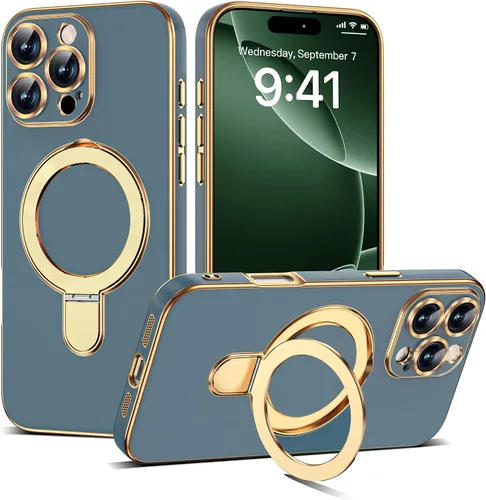 Vista 89 de Funda compatible con iPhone 12 con soporte de anillo magnético invisible [compatible con Mag-Safe] [Protector completo de lente de cámara] Funda
