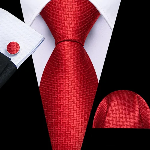 Vista 111 de Barry.Wang Juego de corbatas para hombre, corbata de seda a rayas, tejido a cuadros, gemelos formales, negocios, boda