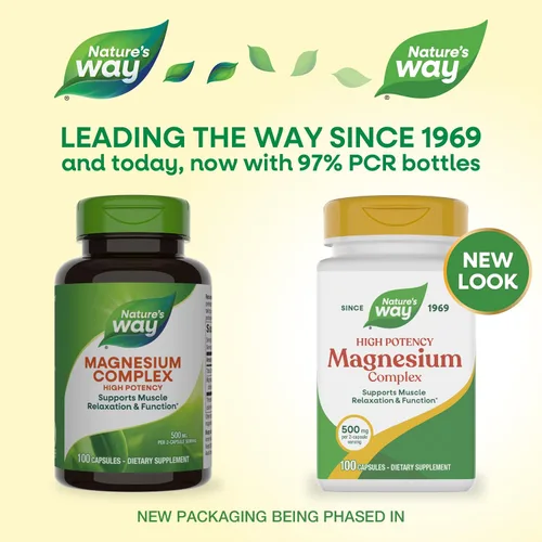 Vista 2 de Nature's Way Complejo de magnesio, apoya la relajación muscular*, función muscular*, promueve una sensación de calma*, citrato de magnesio y óxido
