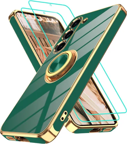 Vista 340 de Funda para Motorola Moto G 5G 2024: Funda Moto G Play 5G 2024 con 2 piezas de protectores de pantalla, soporte de anillo de rotación de 360°