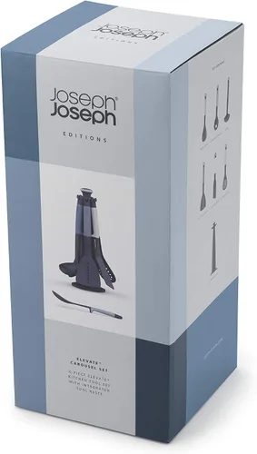 Vista 4 de Joseph Joseph Elevate Carousel - Juego de utensilios de cocina de nailon con soporte de almacenamiento giratorio, 6 piezas, Sky