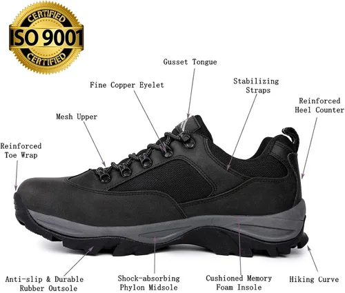 Vista 5 de CC-Los Zapatos de senderismo impermeables para hombre, zapatos de trabajo con lengüeta reforzada para comodidad durante todo el día, Embalaje