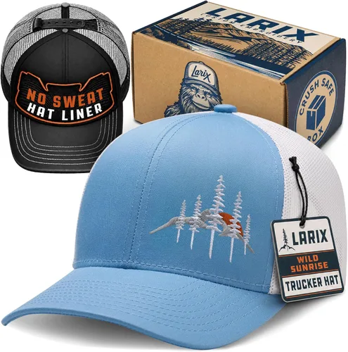 Vista 20 de LARIX Trucker Hat Men - Snapback Cap with Breatheable Mesh Back, Hats for men, Mens Hat, Mens Trucker Hats Negro (Wb)