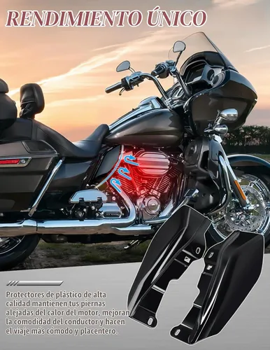 Vista 6 de Amazicha Juego de deflectores de calor de aire de marco medio negro vívido, ajuste izquierdo y derecho, compatible con modelos Harley Touring