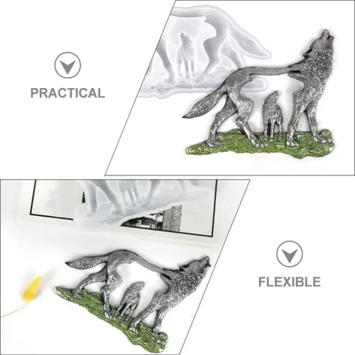 Vista 4 de Molde de forma de lobo molde de artesanía de silicona epoxi decoración animal herramienta flexible DIY