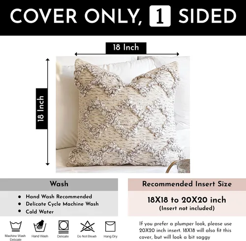 Vista 5 de BlissBlush Fundas de Almohada Decorativas Boho Beige Marrón 18X18, Funda de Almohada de Acento Bohemio, Funda de Almohada con Textura