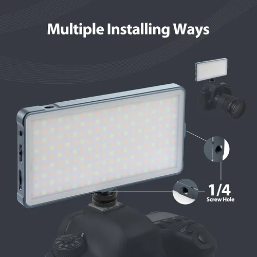 Vista 3 de ENEGON Luz de vídeo LED recargable de montaje bicolor de 4000mAh con mini panel para cámaras DSLR profesionales Iluminación para foto y video