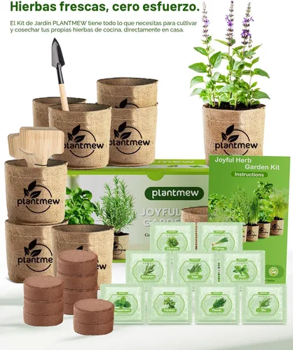 Vista 2 de Regalo para mujeres, mamá, ella – Kit de jardín de 9 hierbas para ventana interior Juego completo de semillas de hierbas con macetas, tierra