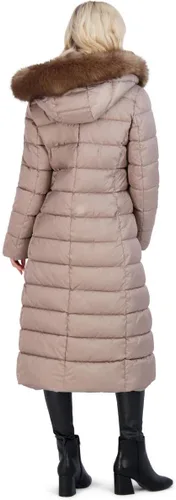 Vista 5 de TAHARI Nellie - Abrigo largo para mujer, chaqueta aislada con ribete de piel sintética extraíble