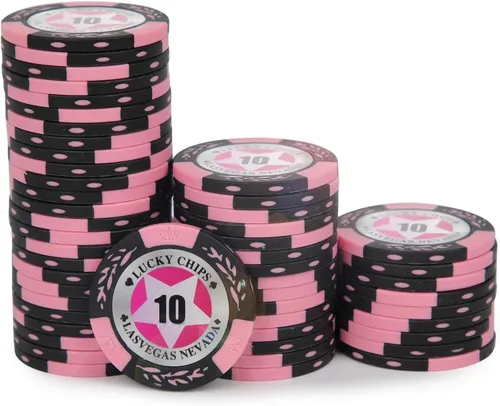 Vista 11 de ORIENGEAR Professional Poker Chips, 50 Pcs 14 Gram Composite Chips with Clear Denominations, Numbered Casino Chips for Blackjack, Roulette & Poker