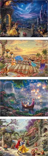 Vista 2 de Ceaco - 4 en 1 Multipaquete - Disney - Thomas Kinkade - (4) Rompecabezas de 500 piezas Thomas Kinkade Disney Art, Made in USA, Recycled Board