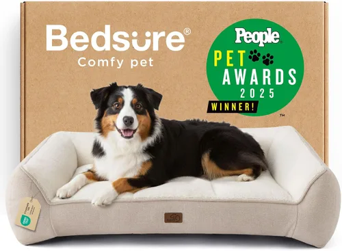 Vista 14 de Bedsure Cama ortopédica para perros de tamaño mediano, camas extra gruesas de apoyo para perros medianos con funda impermeable lavable, cómodo sofá