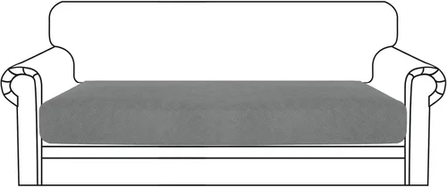 Vista 63 de YEMYHOM Funda de cojín para sofá, funda de cojín de asiento de alta elasticidad, tela jacquard geométrica de felpa, protector de sofá antideslizante