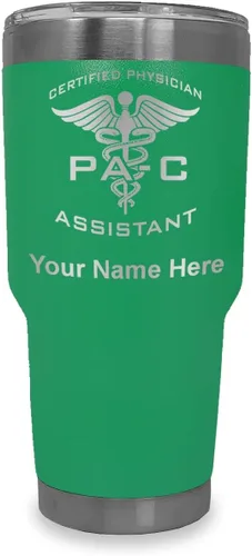 Vista 7 de LaserGram Vaso aislado al vacío de 20 onzas, asistente médico certificado PA-C, grabado personalizado incluido (negro)
