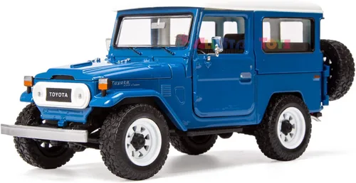 Vista 2 de All Star Toys Exclusivo Toyota Land Cruiser FJ40 Royal Blue con ruedas todoterreno personalizadas 1/24 modelo fundido a presión por Motormax 79323