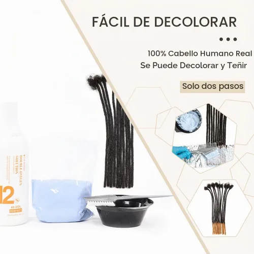 Vista 5 de DAIXI 0.2cm y 0.4cm y 0.6cm y 0.8cm de grosor 4-18 pulgadas 10 hebras extensiones de rastas de cabello humano 100% real para hombres/mujeres