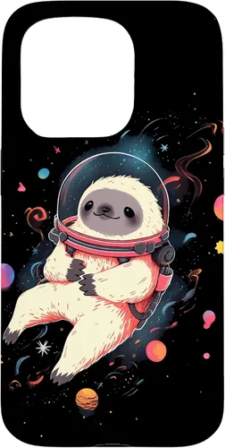 Vista 14 de Sloth Floating in Space Planets Stars Sloth Lover Case for iPhone 16