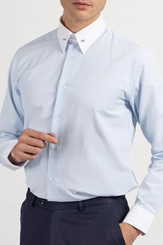 Vista 2 de Pin Collar Shirts for Men Mens Long Sleeve Shirt Mens Dress Shirts Mens Stylish Formal Shirts Button Up Shirt Men