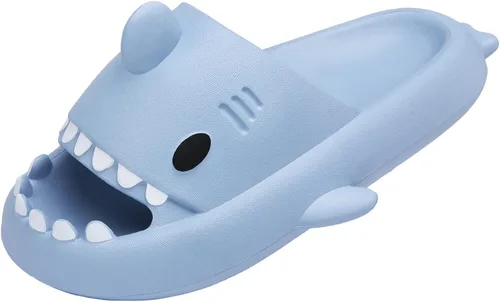 Vista 7 de Sandalias de tiburón para hombre y mujer, novedosas sandalias de verano con punta abierta, antideslizantes, para playa, piscina, ducha con suela