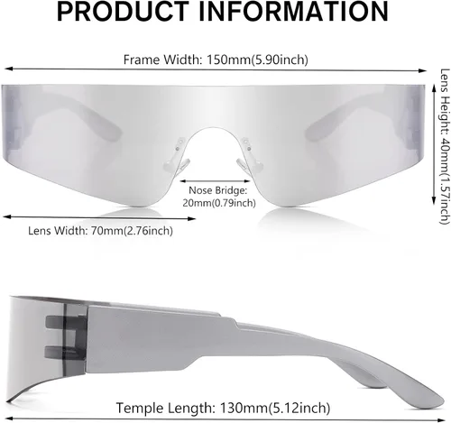 Vista 5 de SCVGVER Gafas de sol futuristas de moda sin montura para mujeres y hombres Cyberpunk visera gafas de sol deportivas gafas de moda
