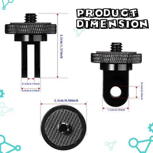 Vista 2 de Frienda Adaptador de aluminio para trípode de cámara de 4 piezas, adaptador de conversión 1/4-20 para trípode compatible con cámaras de acción GoPro